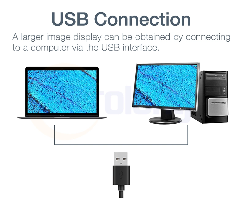 Portable USB Digital Microscope with 0~1000X Zooming &amp; LED Lighting